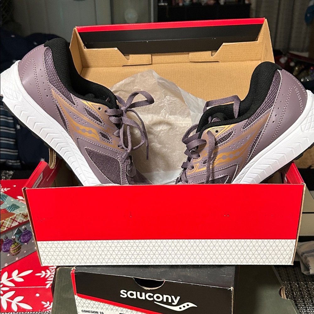 Saucony Mauve and Gold Athletic Shoes